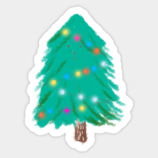 Happy Christmas Tree Illustration Sticker